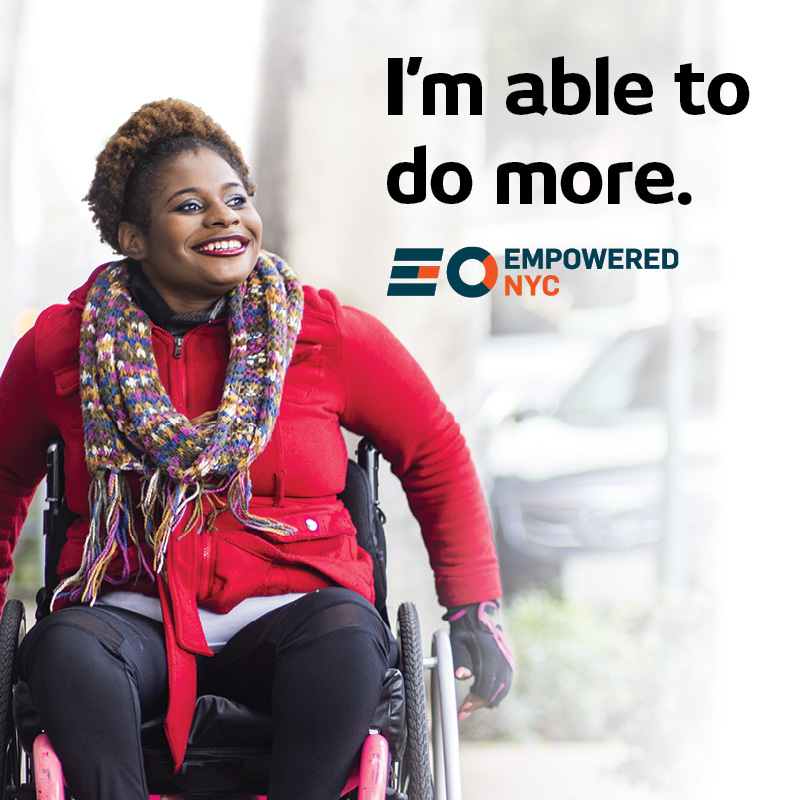 Ad of woman in wheelchair smiling with text I'm able to do more.