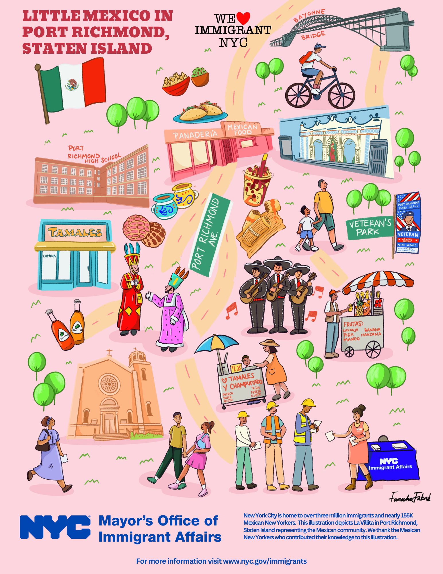 A graphic of Little Mexico in Port Richmond, Staten Island.