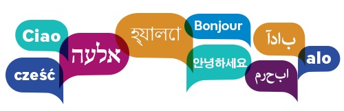 colorful graphic that says 'hello' in various languages