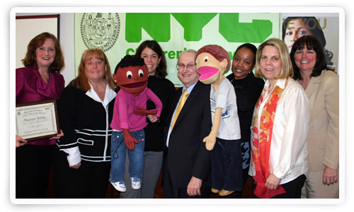 Marion White, a founder and Executive Director of the Child Abuse Prevention Program (CAPP), and prevention specialists, who perform skits using life-size puppets to tell stories of physical and sexual abuse.
