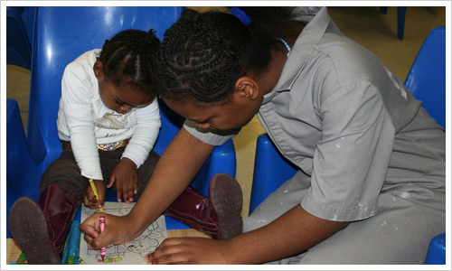 Young mother spends some quality time with her daughter.