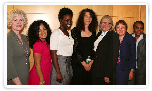 Panelists and presenters from left, Lauren Frey, Imani Brammer, Kimberly Cortorreal, Virginia Vitzthum, Anne Reinger, Dr. Katherine Teets Grimm, and Deborah Brooks.