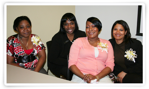 Graduates from left, Lizzie Baugh, Felicia Alleyne, Shanene Bryant and Peggy Mansanet.