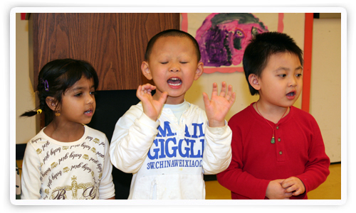 Children put their all into their performance.