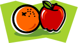 Illustration of an apple and an orange