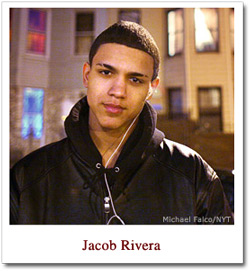 Jacob Rivera, 15, near his apartment in the Bronx, who was convicted of assault, receives intensive therapy as part of his new sentence. 