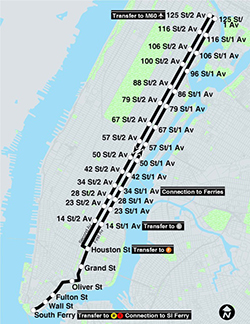 First Avenue and Second Avenue Route Map