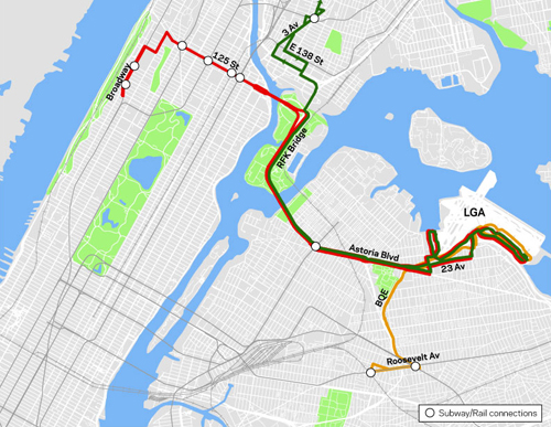 Map of proposed bus routes to LGA