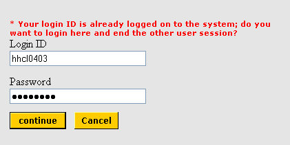 Already Logged In Screen Shot