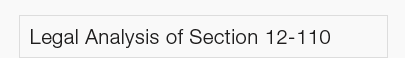 Legal Analysis of Section 12-110