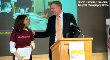 Mayor Bill de Blasio Thanks Volunteers and Speaks at the NYC Earned Income Tax Credit Awareness Day Phon-a-thon