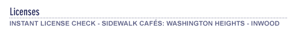 License Check Sidewalk Cafes - Washington Heights