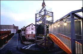 Lighthouse and Bridge on Staten Island, Steel, Stained Glass and Wood, 1996