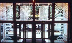 Elegy for El-Hajj Malik Shabazz, Etched Glass Windows and Bronze Lettering, 1997