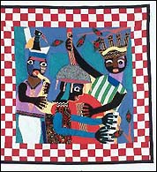 Carnival Time, Kitty With Flowers, Coral Reef, Monarch Butterfly, Four Art Quilts, 2000