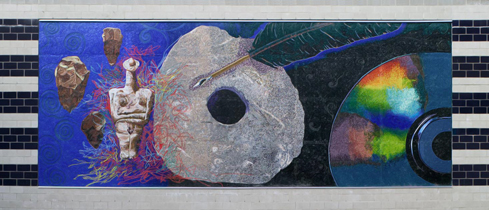 Techno 368, 2004, Glass tesserae, lime stone, marble and quartz
