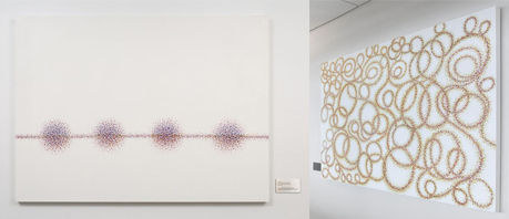Reflection(Hydrangea) and Rhododendron Revisited, Fingerprints with acrylic on wood panel, 2004-2005, 2004-2005