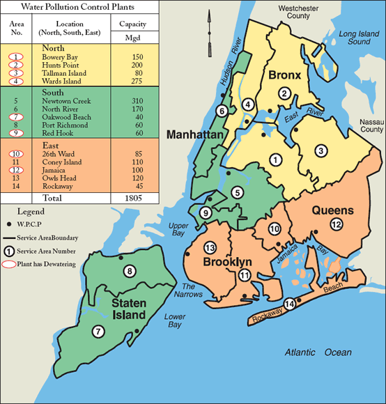 new york city map. New York City#39;s Wastewater