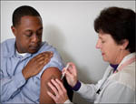 man getting a vaccine