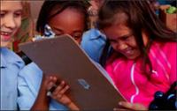 kids at green cart