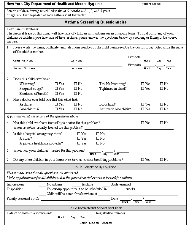 screening form