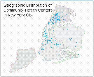 Geographic distribution of Community Health Centers in New York City