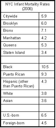NYC Infant Mortality Rates 2006