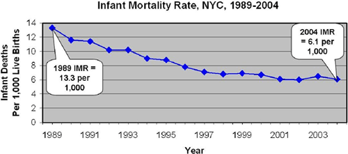 Infant Mortality Rate, NYC, 1989-2004