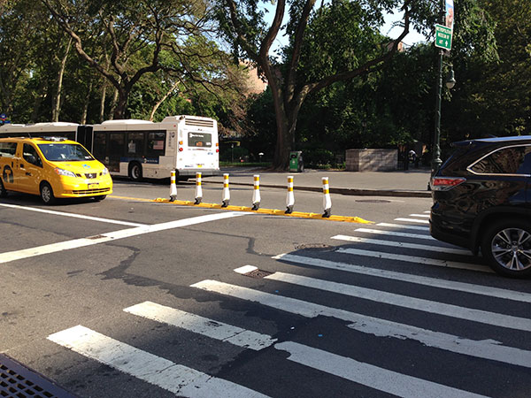 Hardened centerline at Columbus Avenue and 81st Street in Manhattan