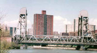 View from afar of the Broadway Bridge