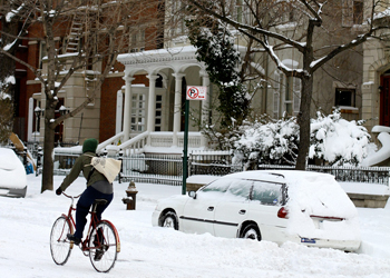 A winter rider in Clinton Hill, Brooklyn. Credit: Humain via Flickr