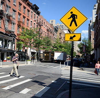 Enhanced Crossing Pedestrian Warning Sign