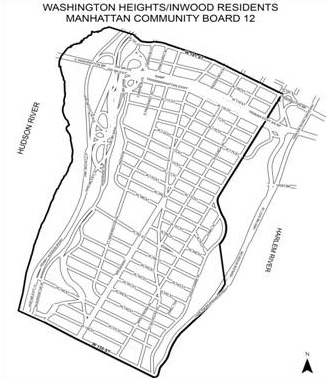 Map of reduced parking restrictions in Inwood/Washington Height