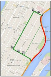 Map of East 90th Street on FDR Drive