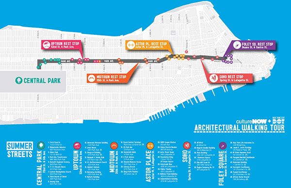 Summer Streets map of the Architectural Walking Tour 2014
