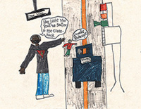drawing of street and car