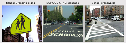 School Crossing Sign, SCHOOL X-ING Message, School crosswalks