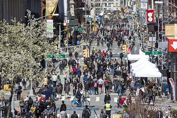 Car Free Earth Day 2019 - crowded streets with vendor tents