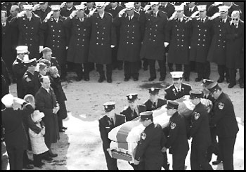 Thousands of Firefighters, Fire Officers and civilians salute a fallen hero, Lt. Curtis Meyran, in Malvern, L.I.