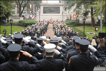 Thousands gathered at the Firefighter's Memorial Monument for FDNY Memorial Day on October 11. The ceremony honored Lt. Howard Carpluk and FF Michael Reilly as well as nine other FDNY members who have died in the last year.