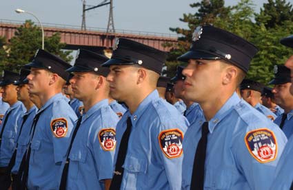 Probies during memorial at the "Rock" (Randall's Island).