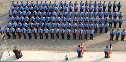 Memorial at Training Academy. Probies lined up.