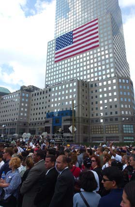People at memorial at Ground Zero