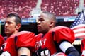 Linebacker John VanWallendael (Ladder 163) and Defensive Back Cameron Peek (Engine 37) pay tribute during the singing of the National Anthem.