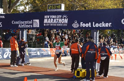 FDNY runner crossing the finish line