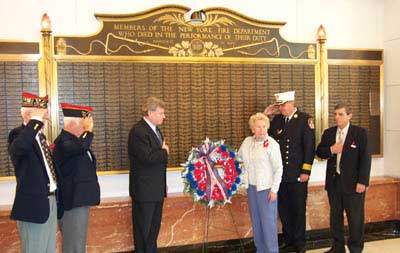 Paying homage at the Memorial Wall at FDNY Headquarters