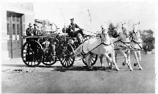 Engine 69 pulled by team of horses