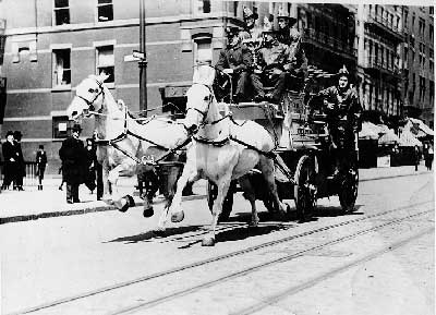Engine 76 pulled by two horses