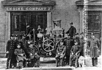 Engine 7 and members in front of quarters