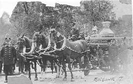 Engine 7 with team of horses